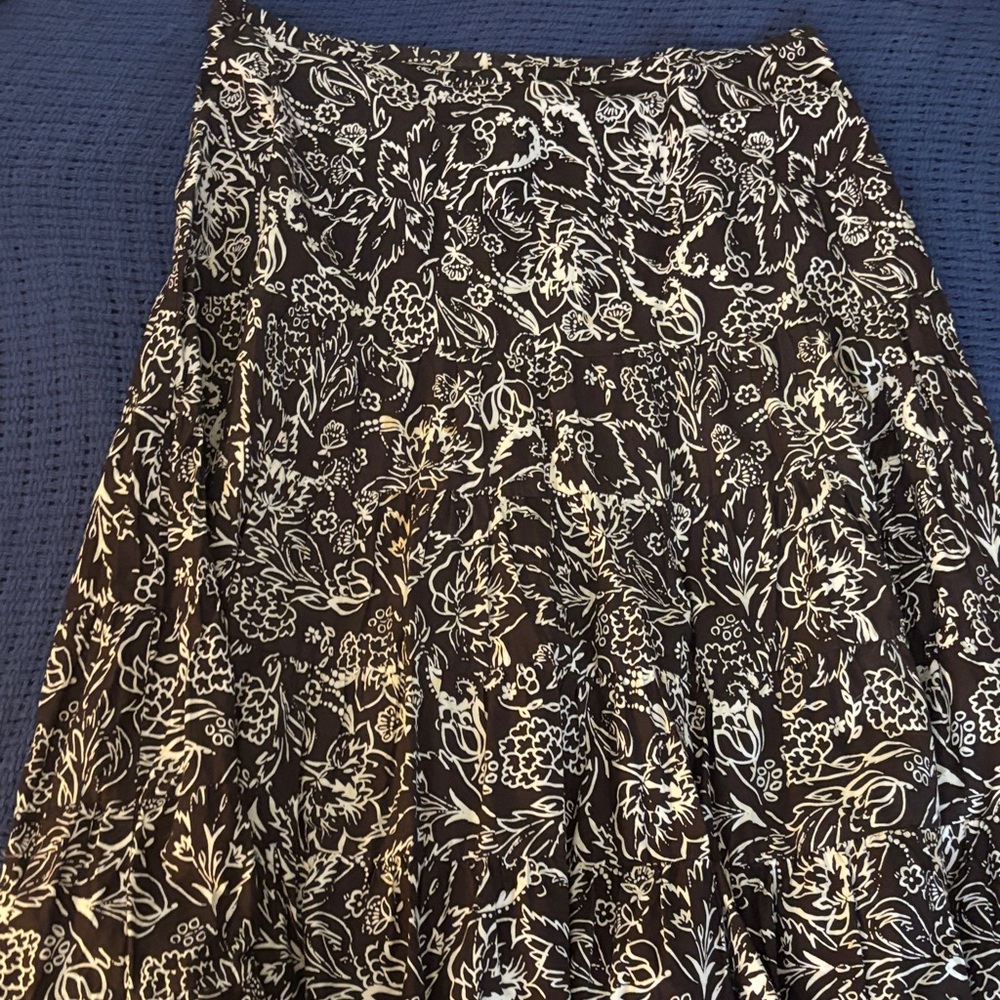 LOFT Brown and Cream Floral Maxi Skirt